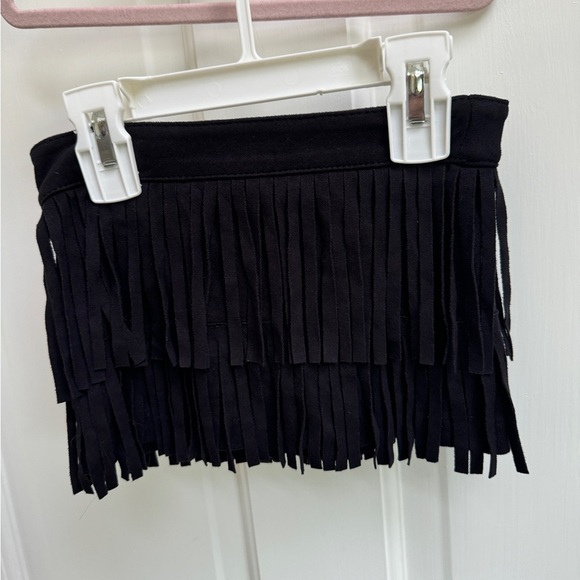NWOT Peek a Boot Socks 2T Small Girls Black Fringe Faux Suede Skirt - Picture 1 of 4